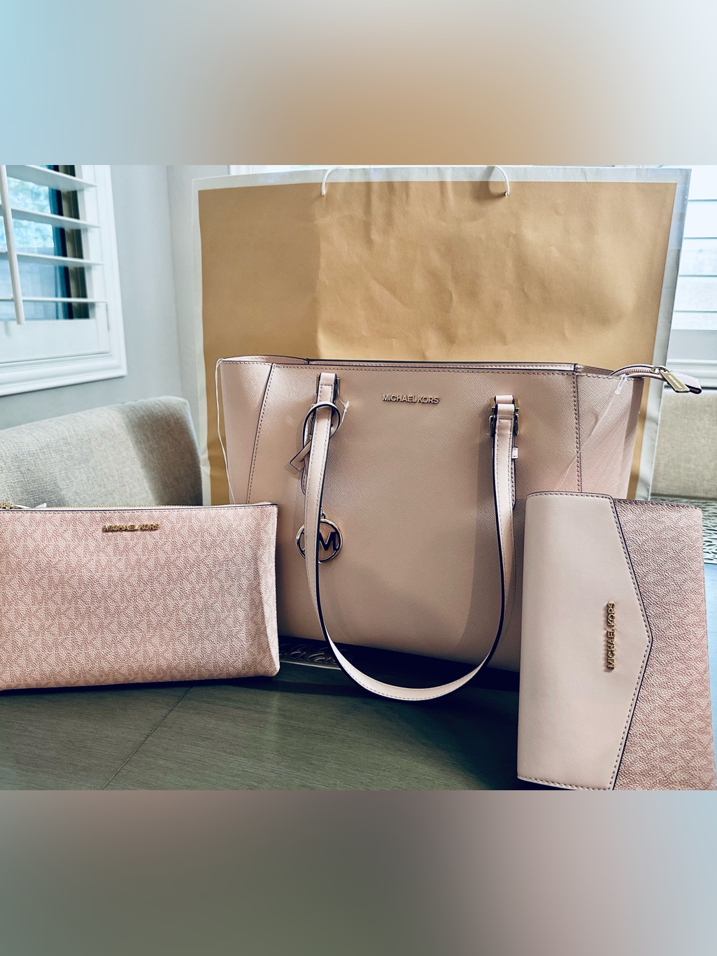 Charlotte Large Saffiano Leather 3-In-1 Tote Bag Nwot